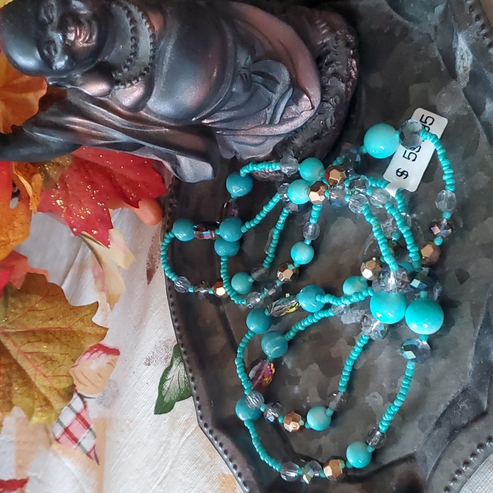 Long aquamarine necklace